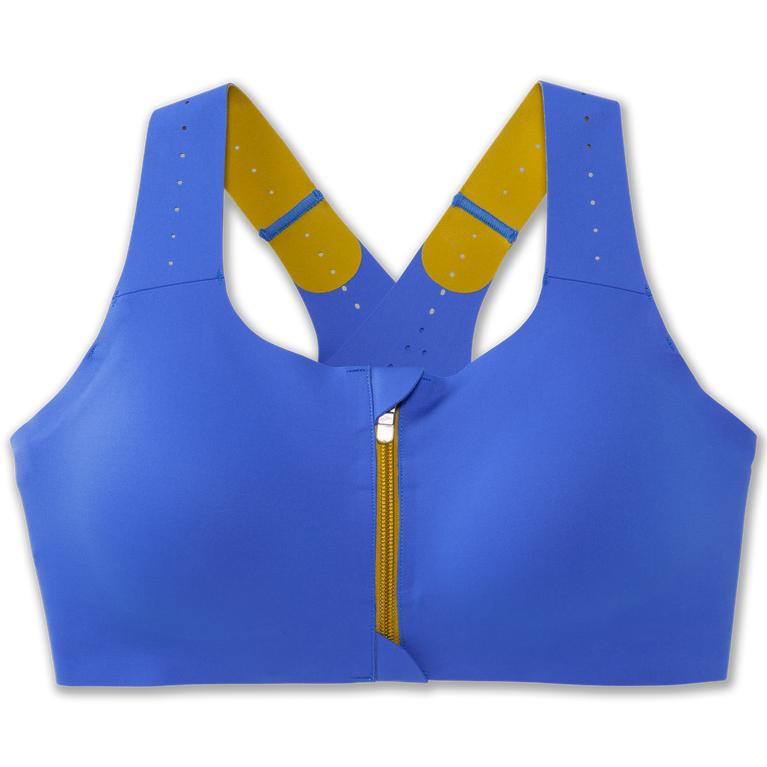 Brooks Womens Dare Zip 2.0 Sports Running Bra - Bluetiful/Golden Hour (980142-QSR)